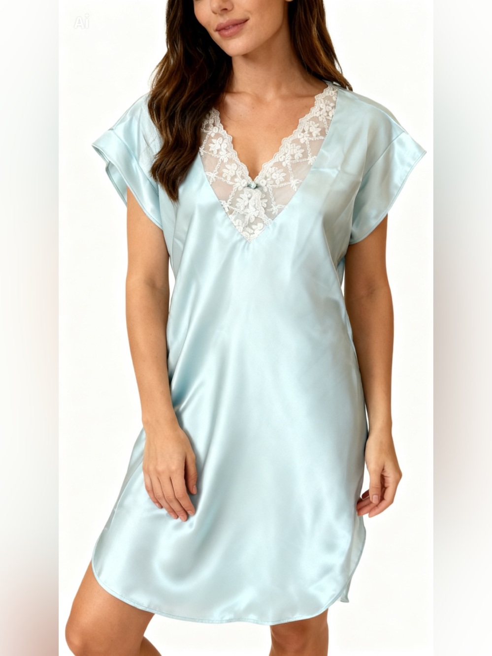 Vintage 80s deadstock California Dynasty satin nightgown in Sage mint